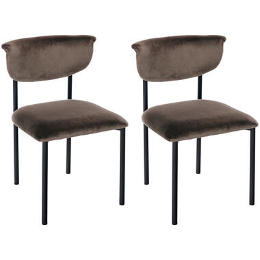 CLP Set van 2 Eetkamerstoel Gambell Fluweel - bruin