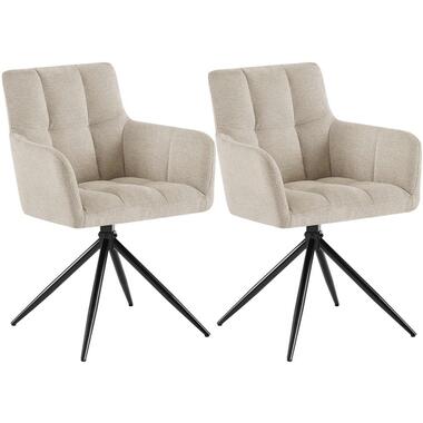CLP Set van 2 Eetkamerstoel Jonah zwart Frame - Stof - creme