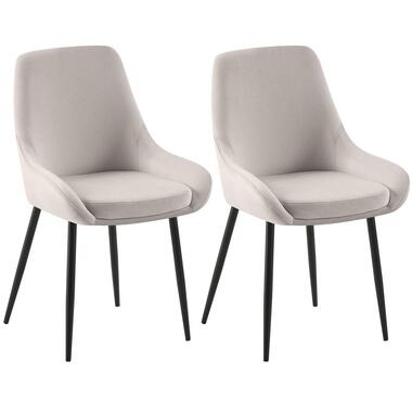 CLP Set van 2 Eetkamerstoel Elmira zwart Frame - Fluweel - grijs