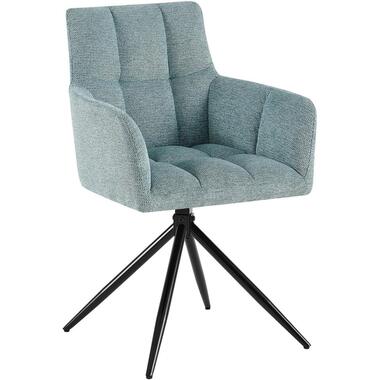 CLP Eetkamerstoel Jonah zwart Frame - Stof - turkis