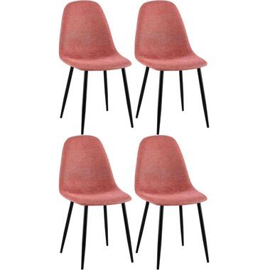 CLP Set van 4 Eetkamerstoel Napier zwart Frame - Stof - oranje