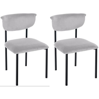 CLP Set van 2 Eetkamerstoel Gambell Fluweel - grijs