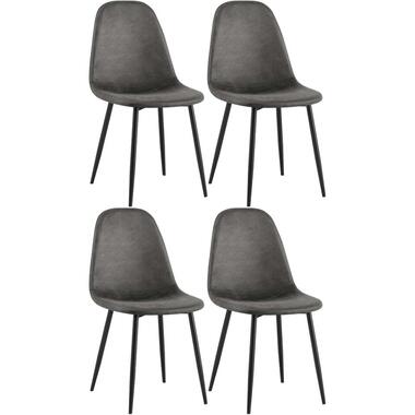 CLP Set van 4 Eetkamerstoel Napier zwart Frame - Kunstleer - zwart