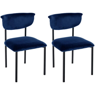 CLP Set van 2 Eetkamerstoel Gambell Fluweel - donkerblauw