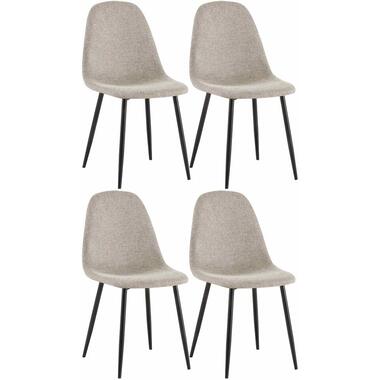 CLP Set van 4 Eetkamerstoel Napier zwart Frame - Stof - creme