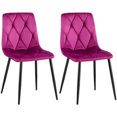 CLP Set van 2 Eetkamerstoel Clairton zwart Frame - Fluweel - purper