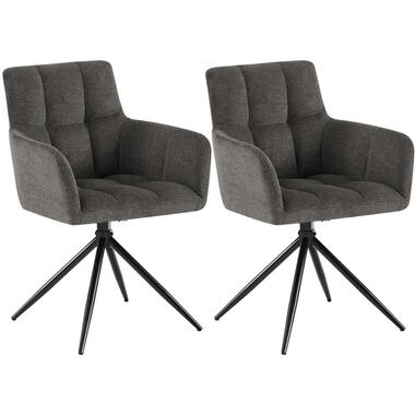 CLP Set van 2 Eetkamerstoel Jonah zwart Frame - Stof - donkergrijs