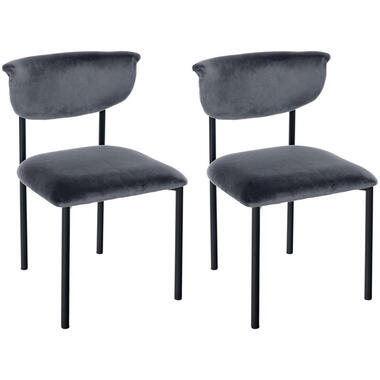 CLP Set van 2 Eetkamerstoel Gambell Fluweel - donkergrijs