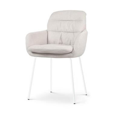 Nolon Nora-Mia Eetkamerstoel Beige - met Armleuning - Wit
