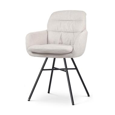 Nolon Noa-Mia Eetkamerstoel Beige - met Armleuning - Zwart