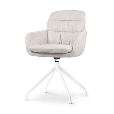 Nolon Nola-Mia Eetkamerstoel Beige - Draaibaar - Armleuning - Wit