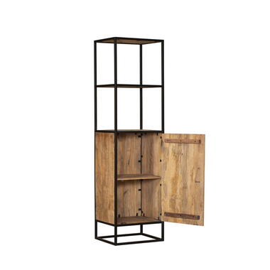 Boekenkast Naturel Hout - 1-Deurs - 55x45x200cm - Denver