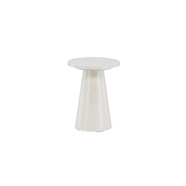 Bijzettafel Rond - Wit Glossy MDF - 35x35x45cm - Lanzo