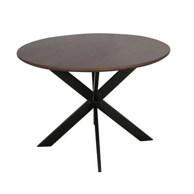 Eettafel Rond Walnoot/Zwart - 150x150x76cm - Madison