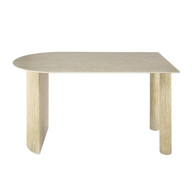 Eettafel Off White Keramiek Travertin - 140x80x77cm - Romano