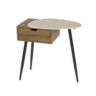 Nachtkastje Hout/Travertin - 60x35x60cm - Travino Rechts