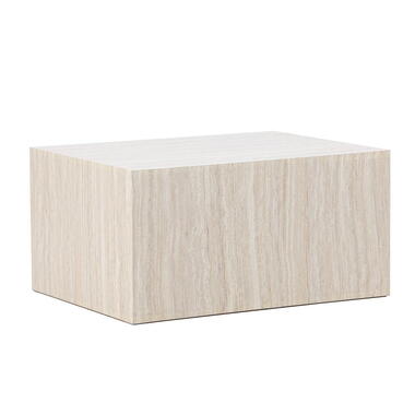 Salontafel Rechthoek - Beige Travertinlook MDF - 80x60x40cm - York
