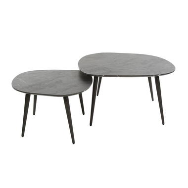Salontafel Keramieklook - Set van 2 - 85x79x40cm - Rock