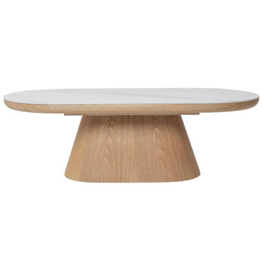 Salontafel Ovaal - Naturel Hout/Keramisch - 120x60x38cm - Alba