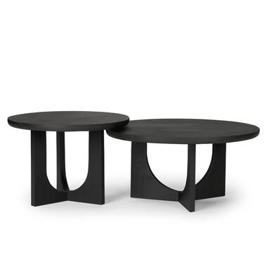 Salontafel Rond Zwart Hout - 80x80x40cm - Guus