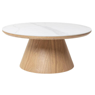 Salontafel Rond - Naturel Hout/Keramisch - 80x80x35cm - Alba
