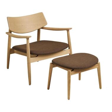 Hioshop Gina fauteuil met voetenbank eik