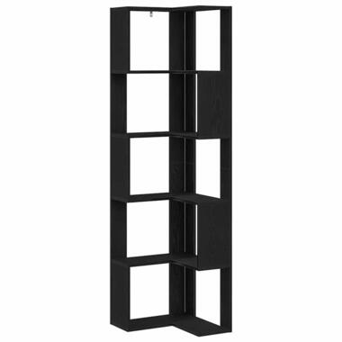 vidaXL - 5-laags Hoekboekenkast - Zwart eiken - Bewerkt hout - 50x50x179 cm