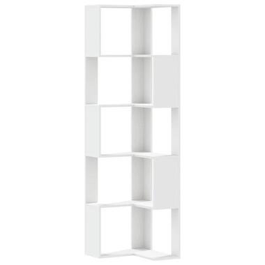 vidaXL - 5-laags Hoekboekenkast - Wit - Bewerkt hout - 50x50x179 cm