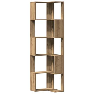 vidaXL - 5-laags Hoekboekenkast - Artisanaal eiken - Bewerkt hout - 50x50x179 cm