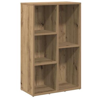 vidaXL - Boekenkast met 5 vakken - Artisanaal eiken - Bewerkt hout - 50x25x80 cm