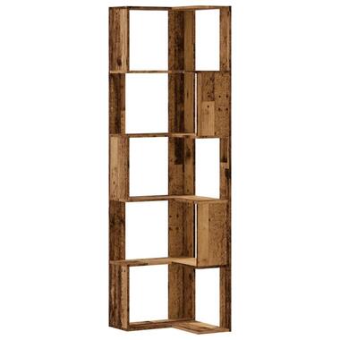 vidaXL - 5-laags Hoekboekenkast - Oud hout - Bewerkt hout - 50x50x179 cm