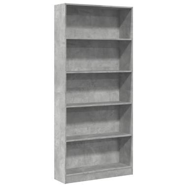 vidaXL - Boekenkast met 5 vakken - Betongrijs - Bewerkt hout - 80x24x176 cm