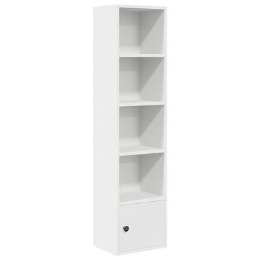 vidaXL - Boekenkast met deur en 4 open vakken - Wit - Hout - 31x24x127 cm