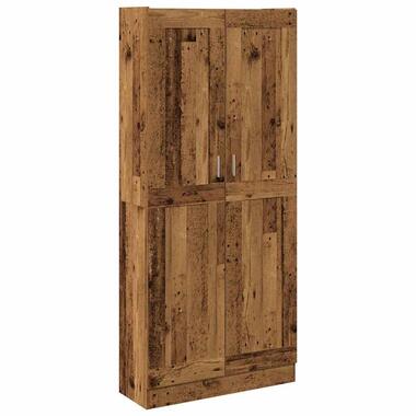 vidaXL - Boekenkast met schappen en 2 deuren - Oud hout - 82.5x30.5x185 cm