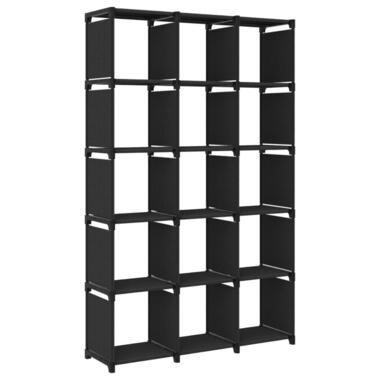 vidaXL - Kast met 15 vakken stof en stalen frame - Zwart - 103x30x175.5 cm