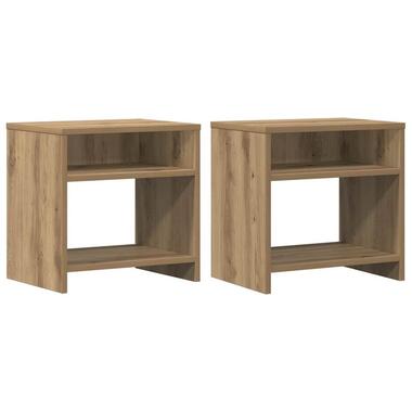 vidaXL - Houten Nachtkastjes met vakken - Artisanaal eiken - 40x30x40 cm - 2 st