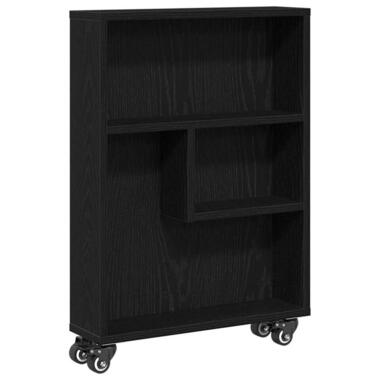 vidaXL - Opbergtrolley smal - Zwart eiken - Bewerkt hout - 48x13x68 cm