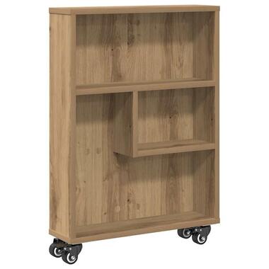 vidaXL - Opbergtrolley smal - Artisanaal eiken - Bewerkt hout - 48x13x68 cm