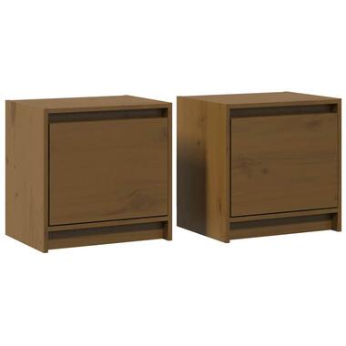 vidaXL - Nachtkastjes met deur - Honingbruin - Hout - 40x30.5x40 cm - 2 stuks