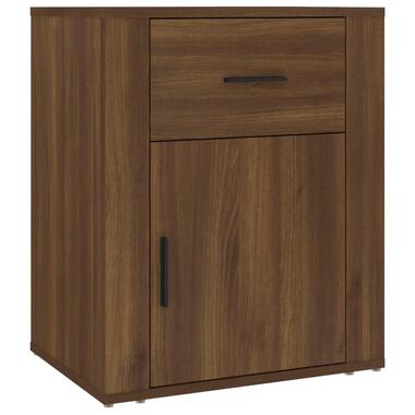 vidaXL - Nachtkastje met lade en deur - Bruin eiken - Bewerkt hout - 50x36x60 cm
