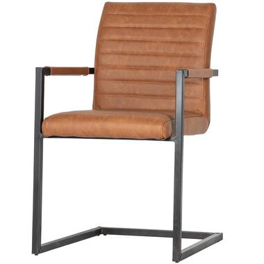 WOOOD Bas Eetkamerstoelen - Pu - Cognac - Set van 2