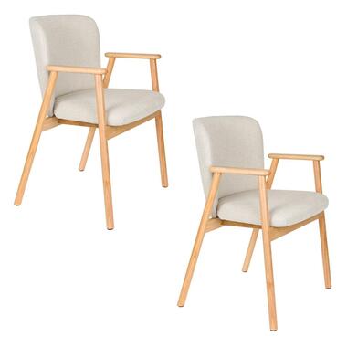 Housecraft Living Kenna Eetkamerstoelen met Armleuning Beige - Set van 2