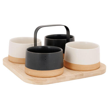 Cosy & Trendy Serveerplank - met 4x luxe schaaltjes - 24 x 23 cm