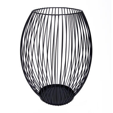 QUVIO Kaarsenhouder met frame - 24 cm - Rond - Metaal - Zwart