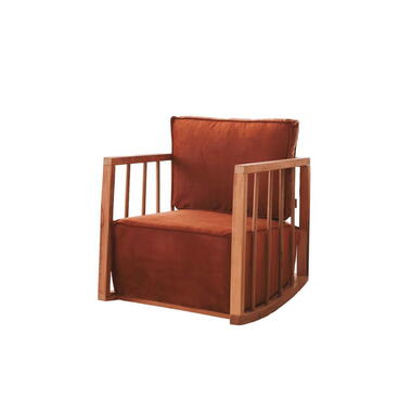 Schommelstoel Rood Stof/Hout - 65x71x80cm - Sallanan