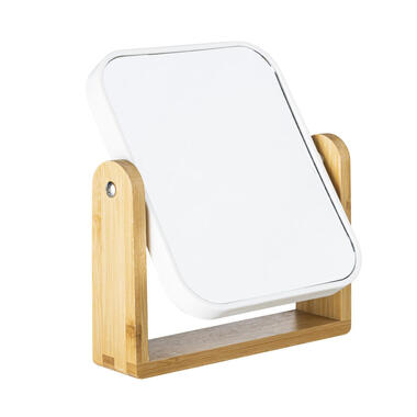 HI Dubbele make up spiegel op voet 15 x 18 cm wit