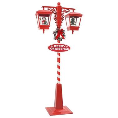 vidaXL - Kerststraatlamp met 2 lantaarns 40,5x80x188 cm - Rood - Metaal en PVC