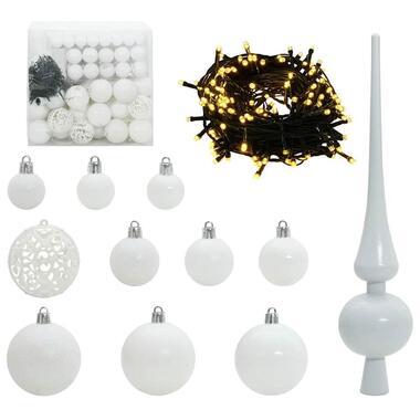 vidaXL Kerstballen set met 300 LED - 120-delig - Ø3/4/6 cm - Wit - Kunststof