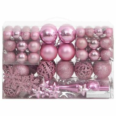 vidaXL Kerstballen - 111-delig - Ø3/4/6 cm - Roze - Polystyreen - Mix