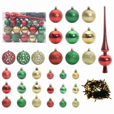 vidaXL Kerstballen met 150 LED - 61-delig - Ø3/4/6 cm - Multikleur - Kunststof